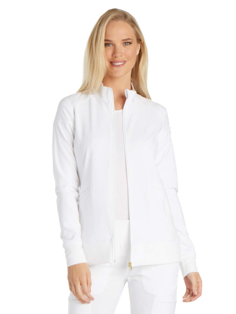 Cherokee iFlex CK303 Zip Front Warm-Up Jacket White M - Image 1